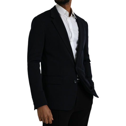 Dolce & Gabbana Black Wool Single Breasted Coat Blazer Dolce & Gabbana Black