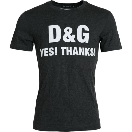 Dolce & Gabbana Gray Logo Print Crewneck Short Sleeve T-shirt Dolce & Gabbana Dark Slate Gray