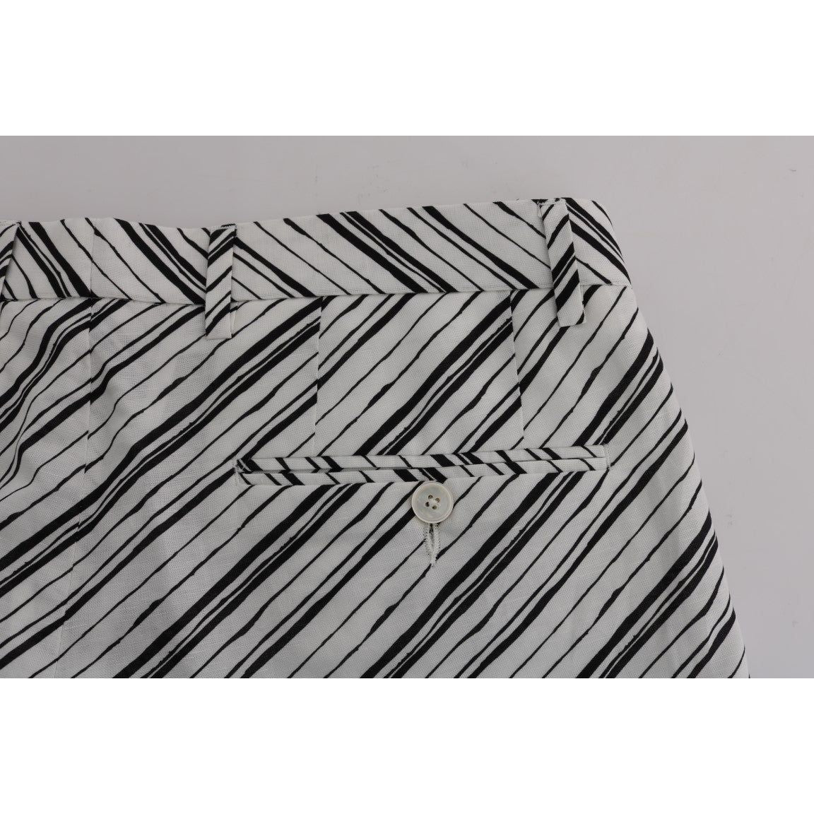 Dolce & Gabbana White Black Striped Casual Shorts