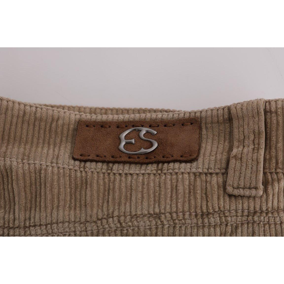 Ermanno Scervino Beige Cotton Velvet Regular Fit Pants Jeans & Pants