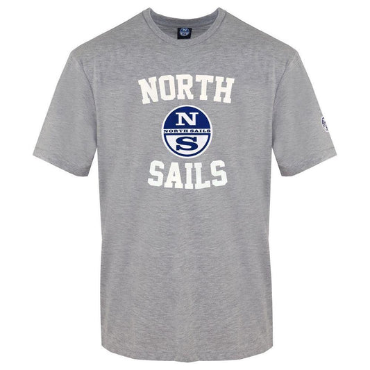 North Sails Gray Cotton Men T-Shirt North Sails Dark Gray