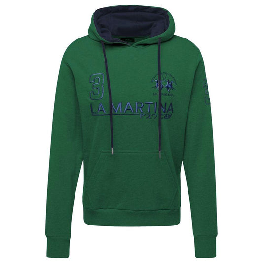 La Martina Elegant Green Hooded Cotton Sweatshirt La Martina Dark Slate Gray