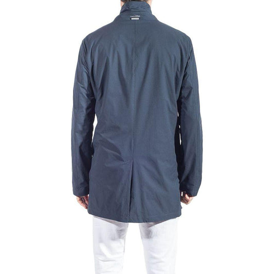 People Of Shibuya Blue Recycled Polyester Men Trench Coat People Of Shibuya Dim Gray