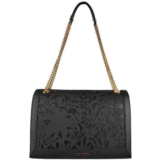 Baldinini Trend Black Calfskin Women Crossbody Bag Baldinini Trend Dark Slate Gray