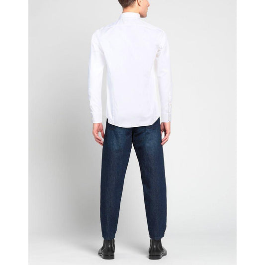 Aquascutum Sophisticated White Cotton Shirt with Embroidered Logo Aquascutum Lavender
