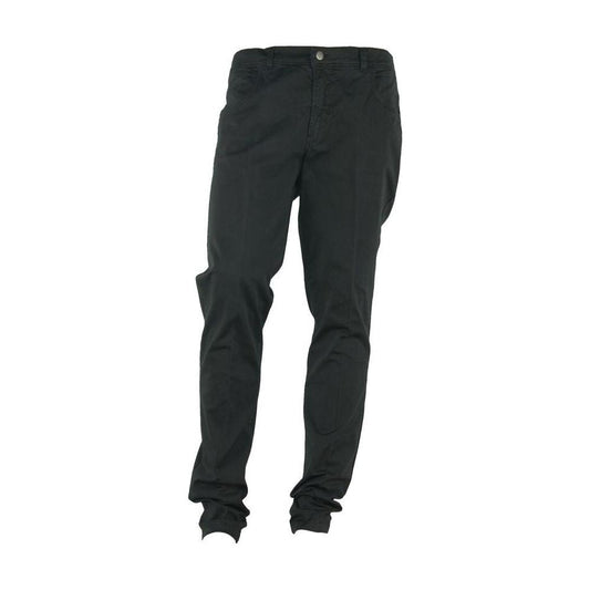 Made in Italy Elegant Summer Black Cotton Trousers Made in Italy Dark Slate Gray