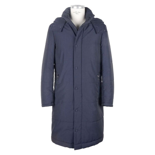 Made in Italy Blue Wool Men Raincoat Made in Italy Dark Slate Gray