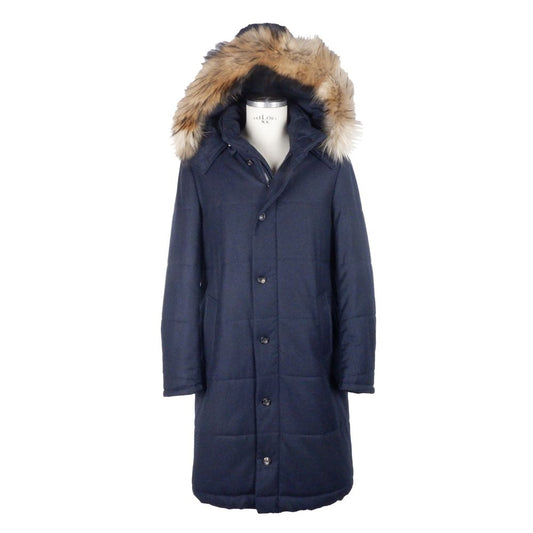Made in Italy Blue Wool Men's Raincoat Made in Italy Dark Slate Gray