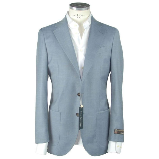 Emilio Romanelli Light Blue Wool Men Blazer Emilio Romanelli Light Slate Gray