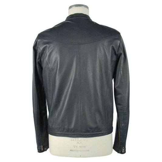 Emilio Romanelli Sapphire Elegance Leather Jacket Emilio Romanelli Dark Slate Gray