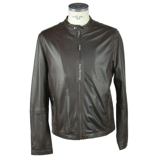 Emilio Romanelli Elegant Leather Jacket Emilio Romanelli Dark Slate Gray