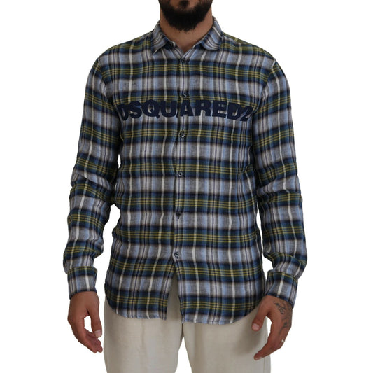 Dsquared² Multicolor Checkered Casual Men Long Sleeves Shirt
