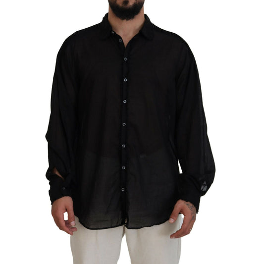 Dsquared² Black Cotton Collared Long Sleeves Formal Shirt