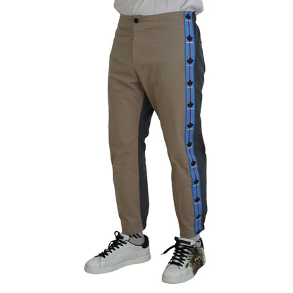 Dsquared² Cotton Brown Gray Two Tone Men Casual Pants