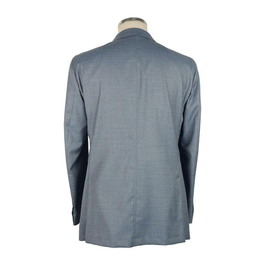Emilio Romanelli Light Blue Wool Men Blazer Emilio Romanelli Slate Gray