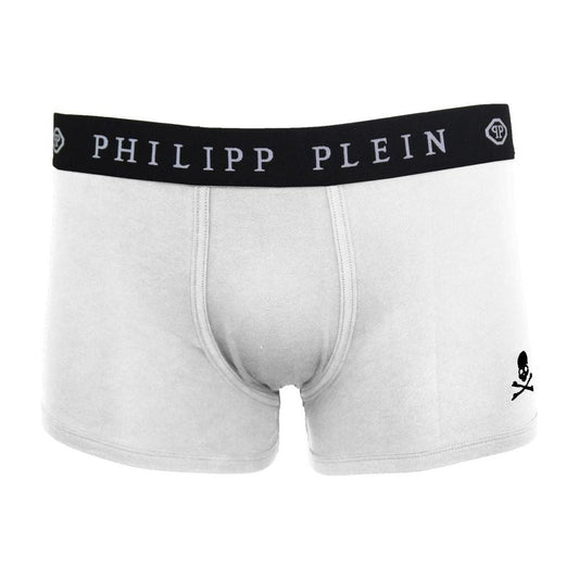 Philipp Plein White Cotton Men's Boxer Philipp Plein Light Gray
