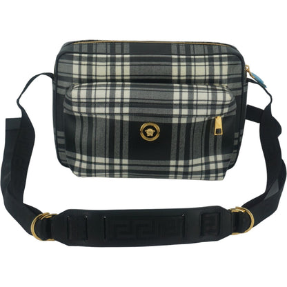 Versace Grey Fabric & Leather Crossbody Bag