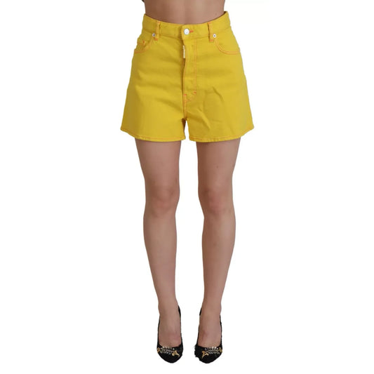 Dsquared² Yellow Cotton High Waist Baggy Women Hotpants Shorts