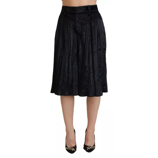 Dsquared² Black Pleated High Waist Wide Leg Cropped Pants