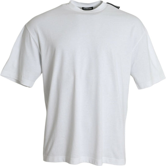 Balenciaga Off White Cotton Jersey Round Neck T-shirt Balenciaga Light Gray