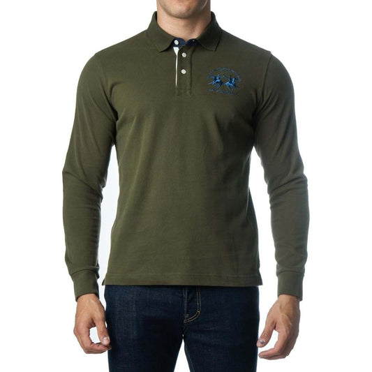 La Martina Green Cotton Polo Shirt La Martina Dark Slate Gray