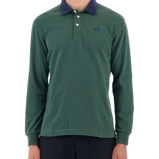 La Martina Green Cotton Polo Shirt La Martina Dark Slate Gray