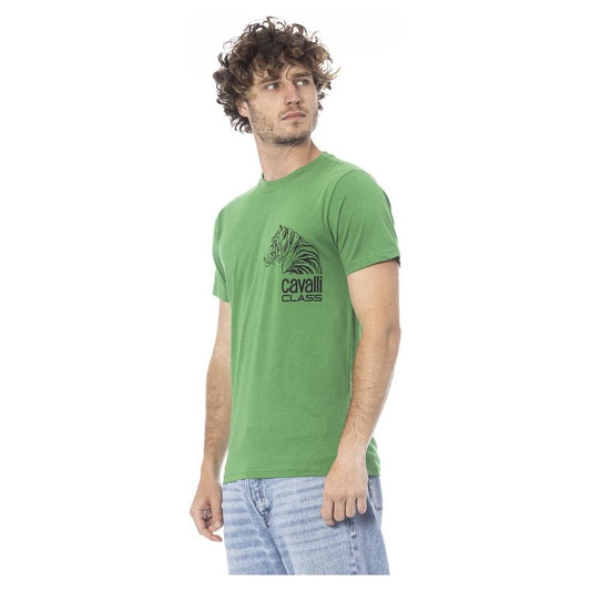 Cavalli Class Green Cotton Men T-Shirt Cavalli Class Dark Sea Green