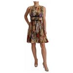 Dolce & Gabbana Beige Floral Sleeveless Round Neck Mini Dress DR28275-36