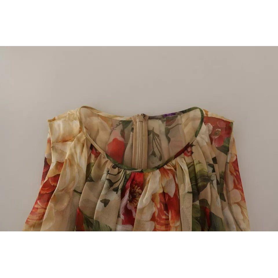 Dolce & Gabbana Beige Floral Sleeveless Round Neck Mini Dress DR28275-36