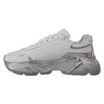 Dolce & Gabbana White Silver Leather Daymaster Sneakers Shoes LA10077-39