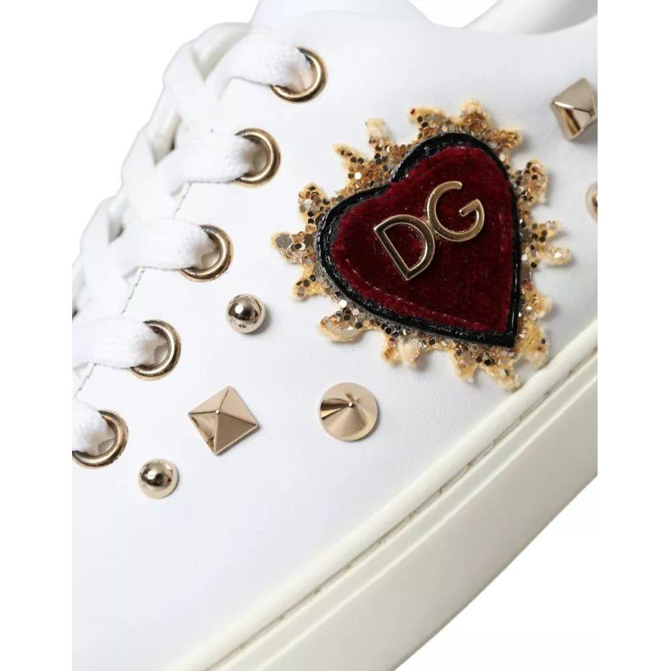 Dolce & Gabbana White Portofino Sacred Heart Sneakers Women Shoes LA10835-35/35.5