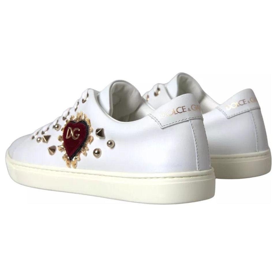 Dolce & Gabbana White Portofino Sacred Heart Sneakers Women Shoes LA10835-35/35.5