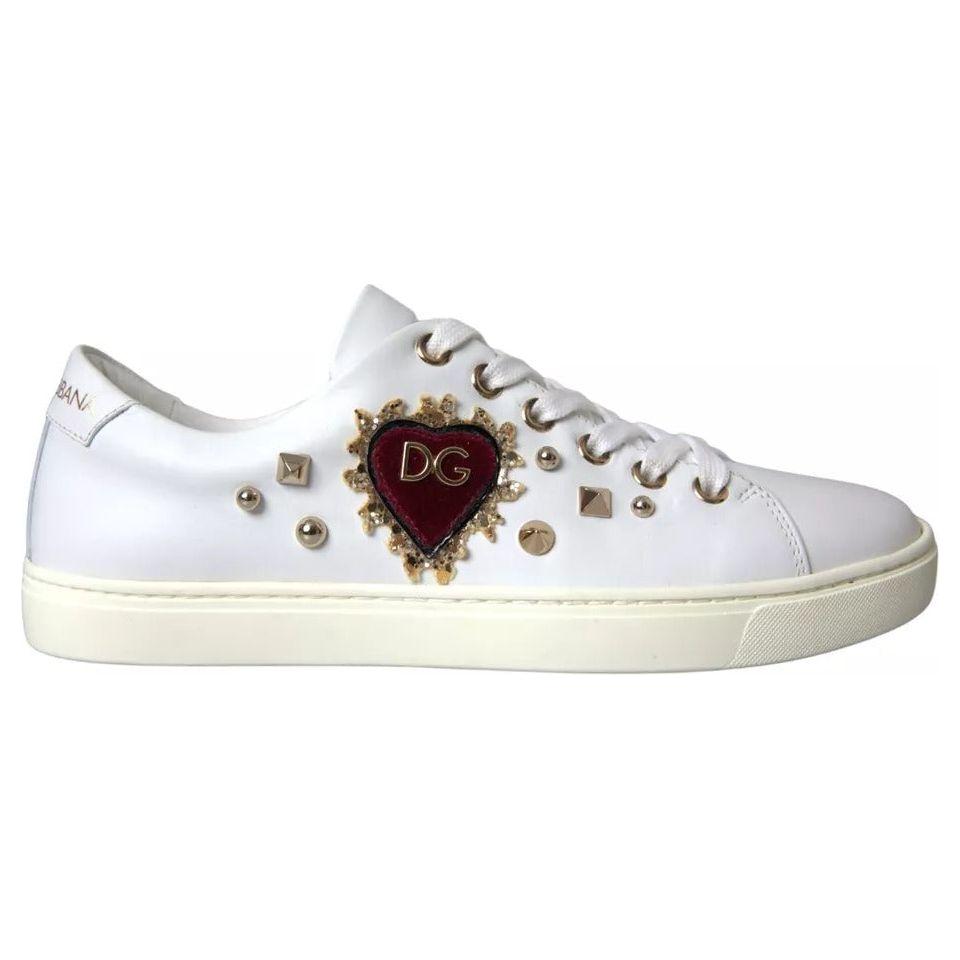 Dolce & Gabbana White Portofino Sacred Heart Sneakers Women Shoes LA10835-35/35.5