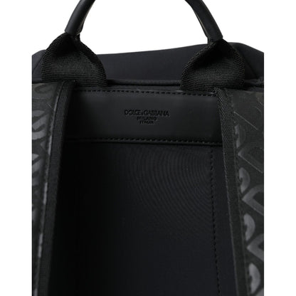 Dolce & Gabbana Black Neoprene Nylon DG Logo School Backpack Bag