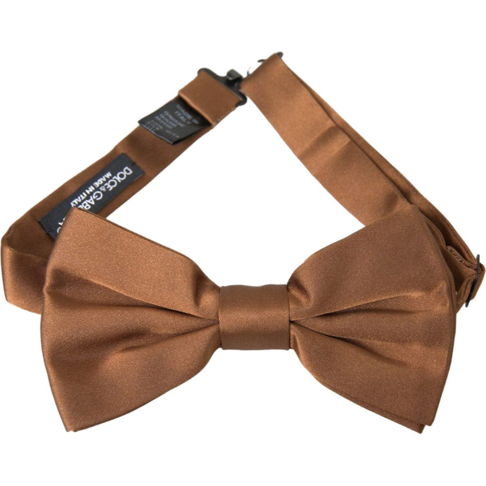 Dolce & Gabbana Brown Silk Adjustable Neck Men Bow Tie Dolce & Gabbana Sienna