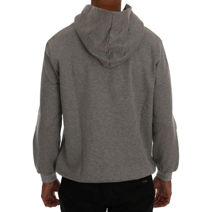 Daniele Alessandrini Gray Pullover Hodded Cotton Sweater