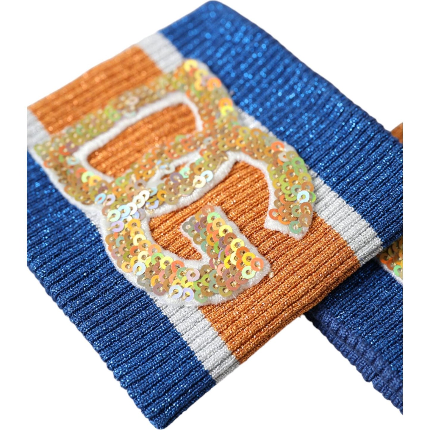 Dolce & Gabbana Multicolor Logo Sequin Viscose Wristband Dolce & Gabbana Dark Slate Blue