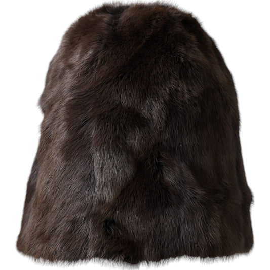 Dolce & Gabbana Brown Weasel Fur Womens Cashmere Hat Beanie Dolce & Gabbana Black
