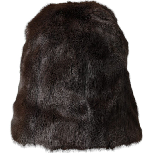 Dolce & Gabbana Brown Weasel Fur Womens Cashmere Hat Beanie Dolce & Gabbana Dark Slate Gray