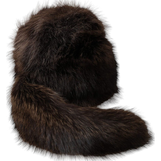 Dolce & Gabbana Women Brown Raccoon Fur Bucket Hat Dolce & Gabbana Black