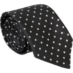 Dolce & Gabbana Black White Polka Dots 100% Silk Necktie Face Mask Dolce & Gabbana Dark Slate Gray