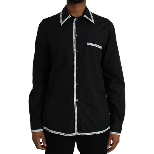 Dolce & Gabbana Black Collared Long Sleeve Cotton Casual Shirt Dolce & Gabbana Black