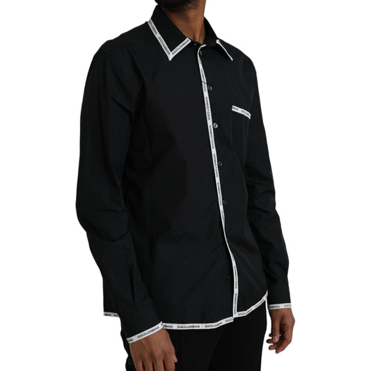 Dolce & Gabbana Black Collared Long Sleeve Cotton Casual Shirt Dolce & Gabbana Black