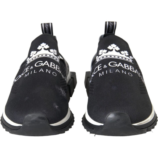 Dolce & Gabbana Black White Sorrento Slip On Sneakers Shoes Dolce & Gabbana Dark Slate Gray