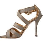 Dolce & Gabbana Bronze Crystal Strap Heels Sandals Shoes LA11158-37