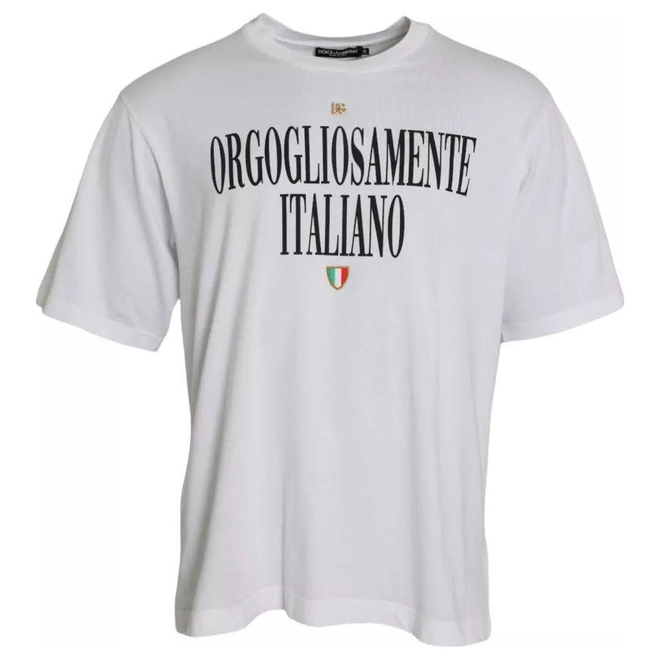 Dolce & Gabbana White Logo Cotton Round Neck Short Sleeves T-shirt TSH84589-50