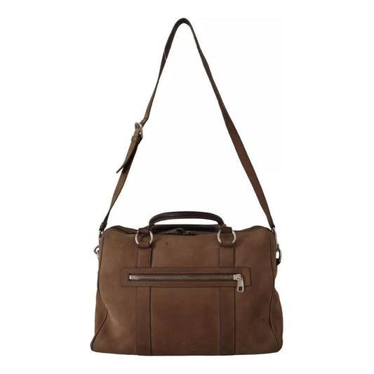 Dolce & Gabbana Brown Leather Shoulder Strap Travel Messenger Gym Men Bag Dolce & Gabbana Dark Olive Green