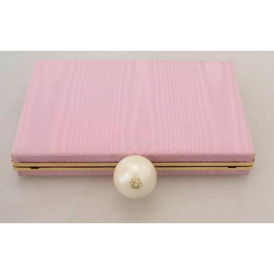 Dolce & Gabbana Pink Silk Gold Frame Clutch Evening Party Purse Bag Dolce & Gabbana Gray