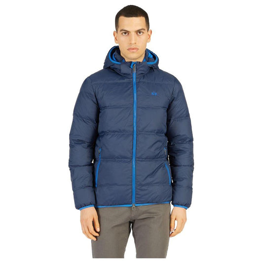 La Martina Blue Nylon Men Jacket La Martina Dark Slate Gray