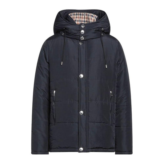 Elegant Blue Aquascutum Jacket with Removable Hood Aquascutum Dark Slate Gray
